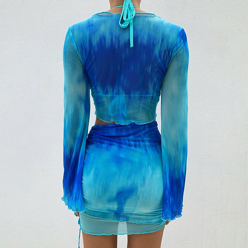 Nsangu Sexy Two Piece Set Blue - Crop Top Crochet recensie en prijs