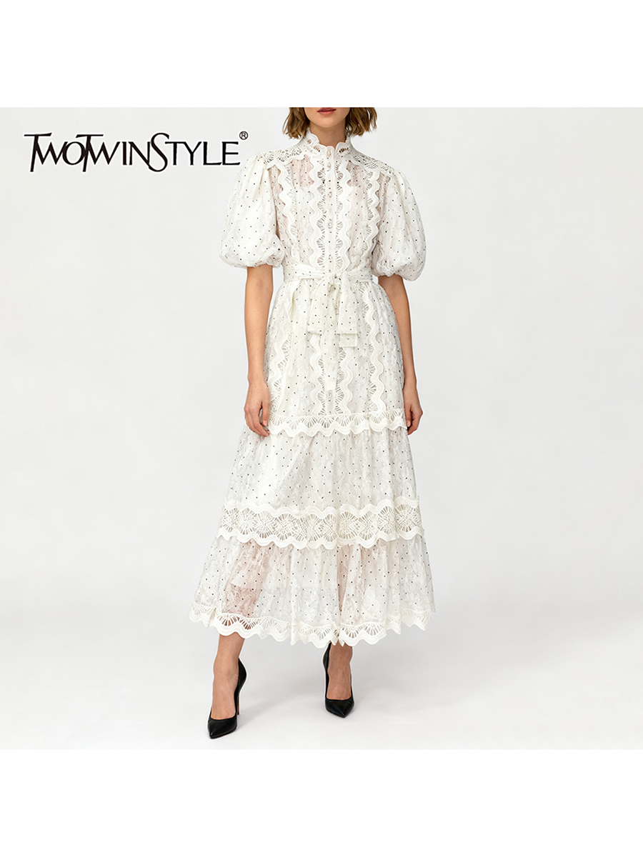 TWOTWINSTYLE Dot Print Sheer D - Linen Dress Wrap recensie en prijs