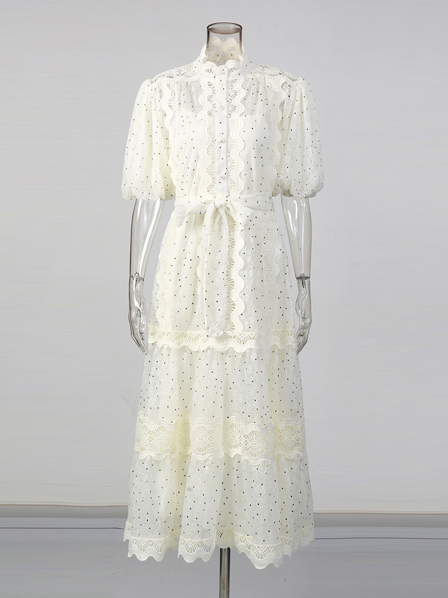 TWOTWINSTYLE Dot Print Sheer D - Linen Dress Wrap recensie en prijs