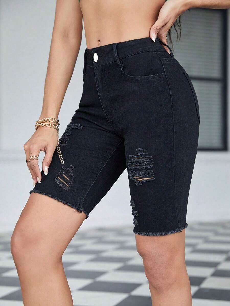 Womens Distressed White Denim  - Shorts Denim Frayed recensie en prijs