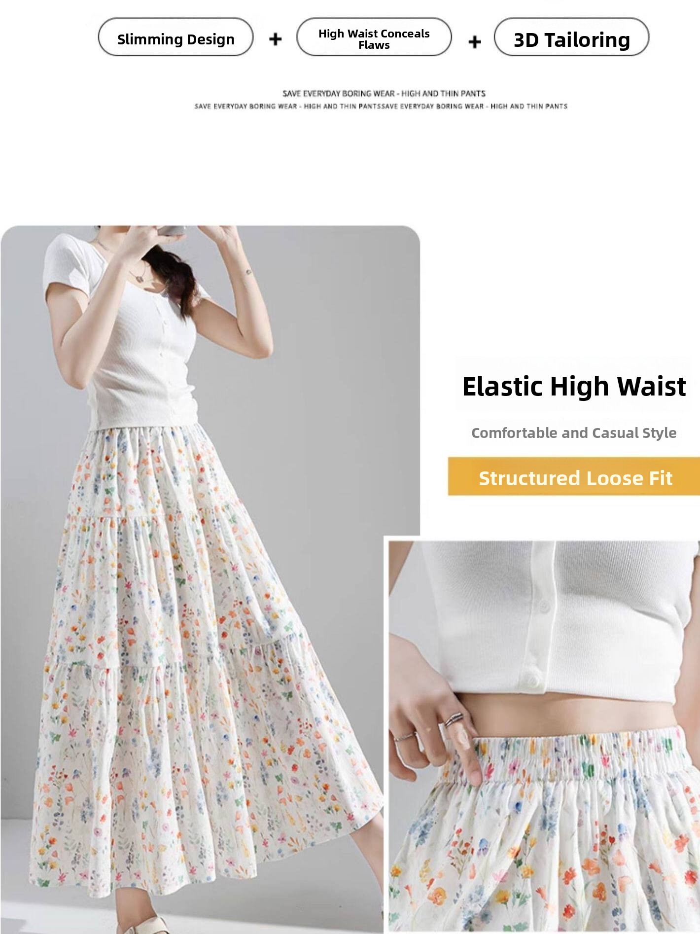 plus Size Floral Print A-Line  - Midi Skirt Floral recensie en prijs