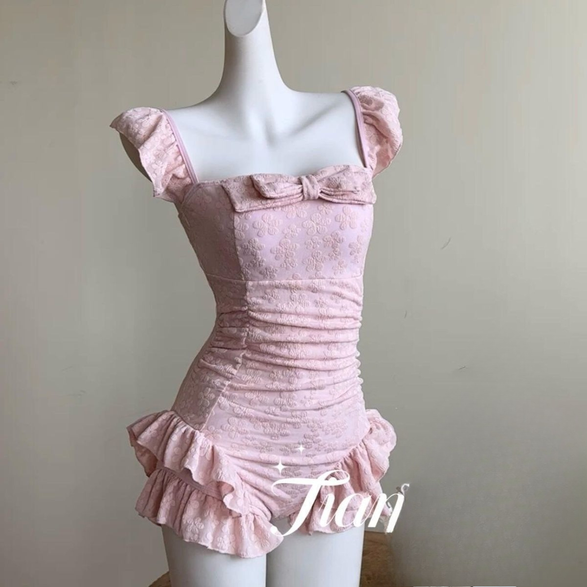 Swimsuit Women Pink Jacquard F - Swimsuit Bikini Ruched recensie en prijs