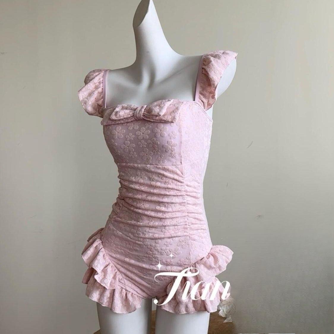 Swimsuit Women Pink Jacquard F - Swimsuit Bikini Ruched recensie en prijs
