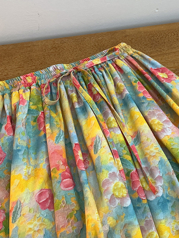 Retro Artistic Large Size A-Li - Midi Skirt Floral recensie en prijs