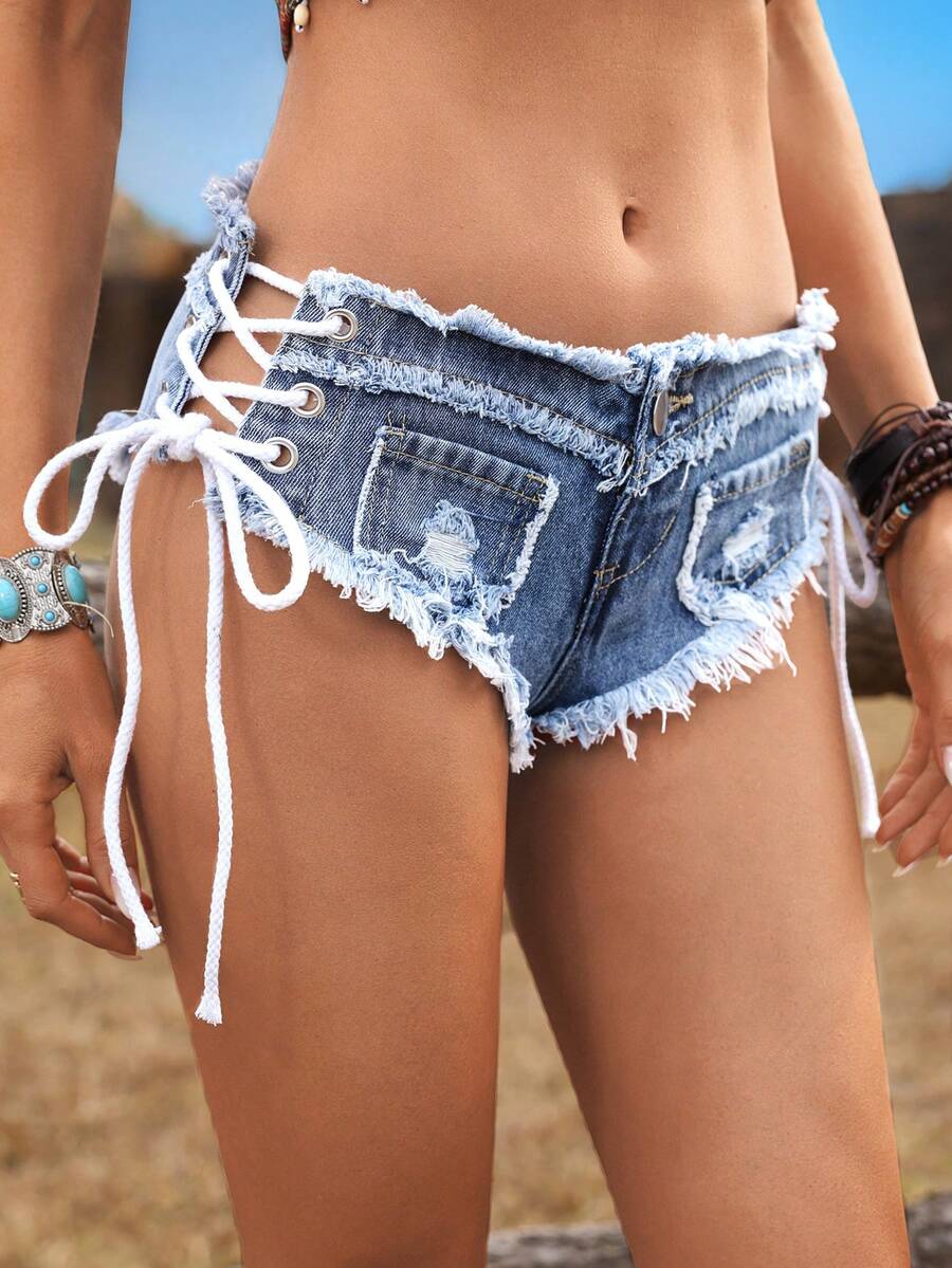 Women Low Waist Frayed Criss-C - Shorts Denim Frayed recensie en prijs