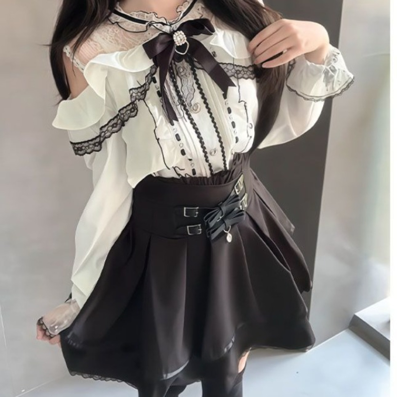 Japanese Gothic Y2k Lolita Sty - Blouse Off Shoulder recensie en prijs
