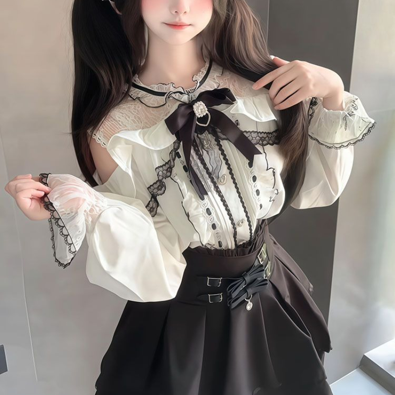 Japanese Gothic Y2k Lolita Sty - Blouse Off Shoulder recensie en prijs