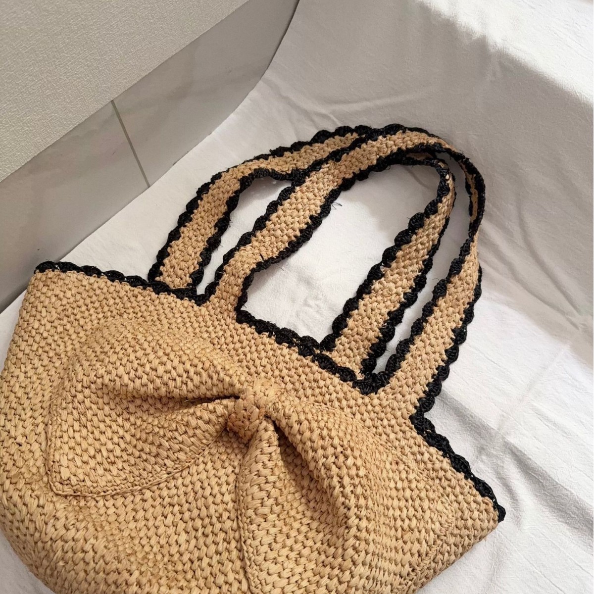 NEW raffia bow crochet handwov - Crochet Bag Raffia recensie en prijs