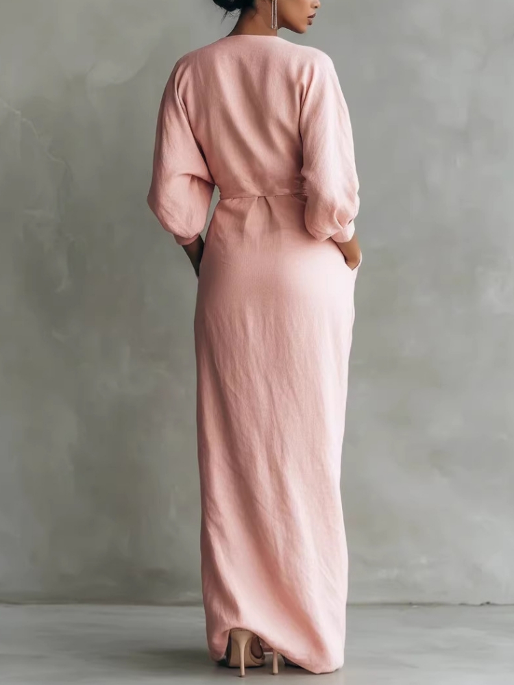 Women Linen Blend Wrap Maxi Dr - Linen Dress Wrap recensie en prijs