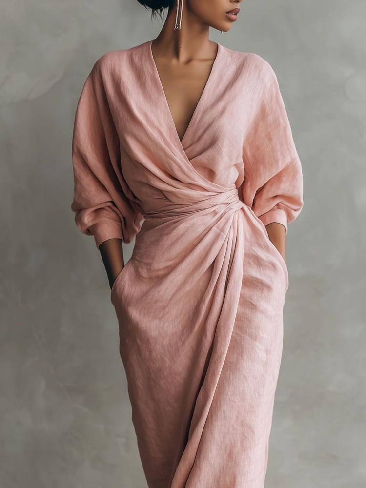 Women Linen Blend Wrap Maxi Dr - Linen Dress Wrap recensie en prijs