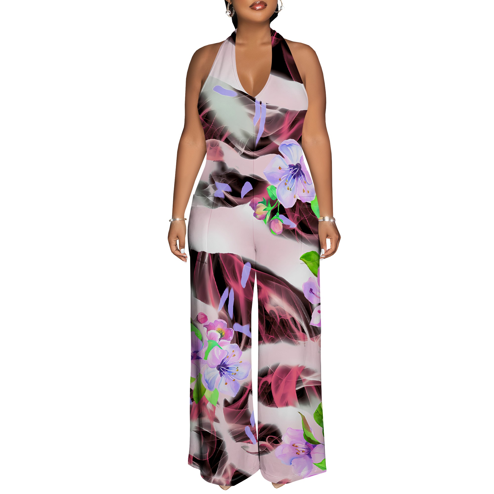 Floral Print Halter Jumpsuit - - Romper Floral Print recensie en prijs