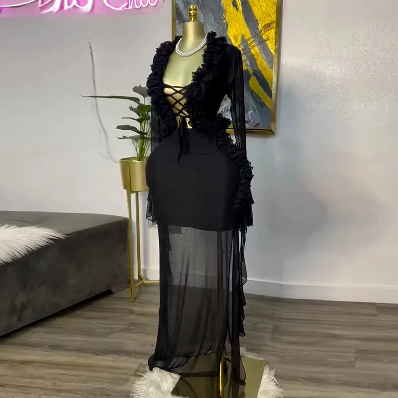 Fashion Women Set Mesh Full Sl - Crop Top Crochet recensie en prijs