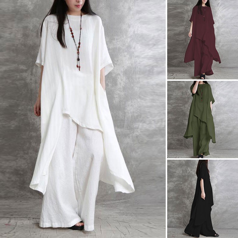 Women's Cotton Linen 2-piece S - Linen Pant Wide recensie en prijs