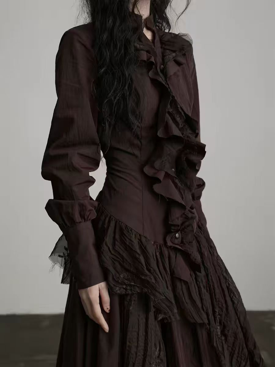 TWOTWINSTYLE Brown Spliced Fol - Linen Dress Wrap recensie en prijs