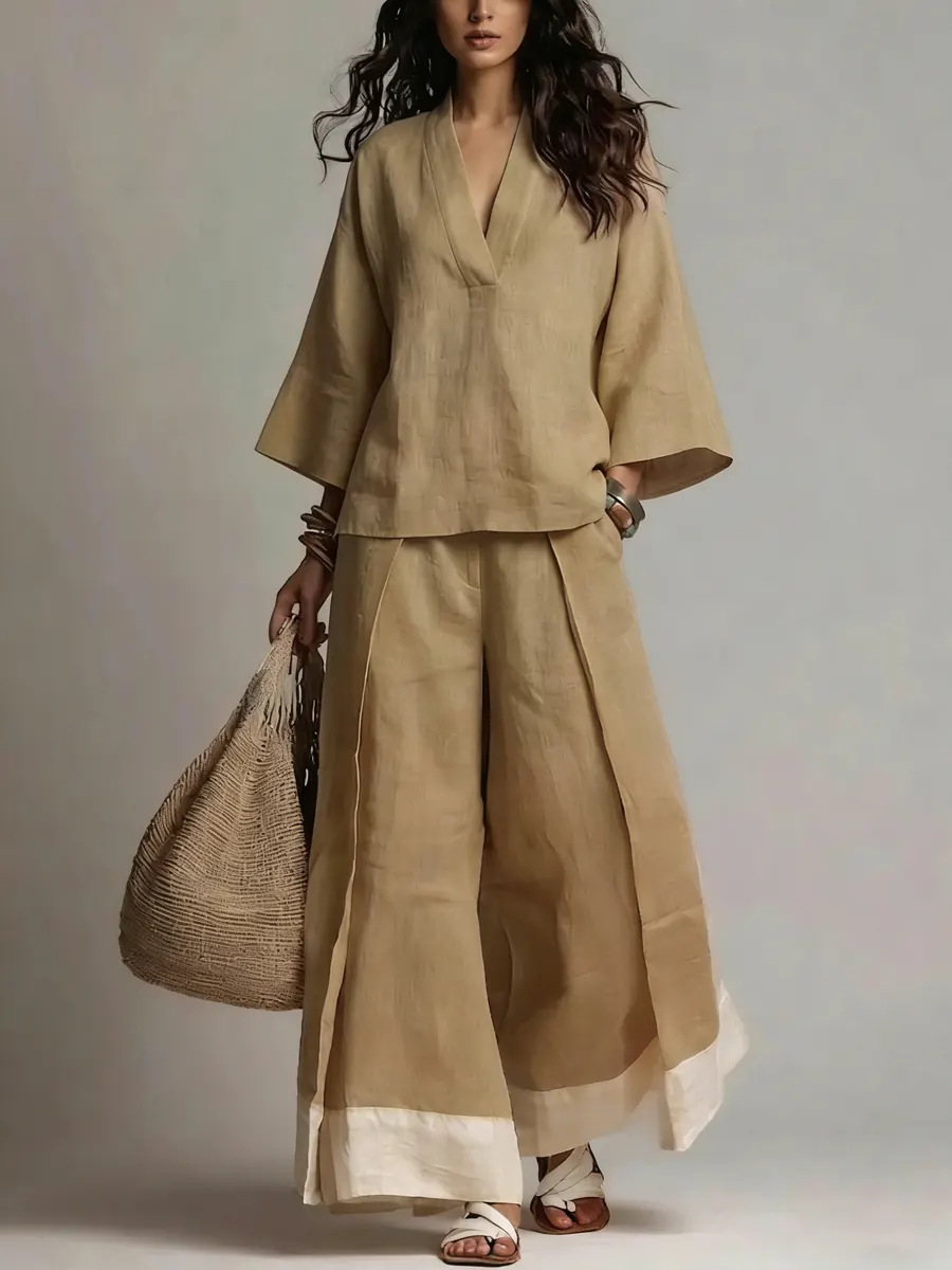 Summer Women V-neck Cotton Lin - Linen Pant Wide recensie en prijs