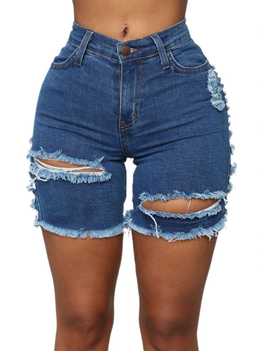 Women High Waist Ripped Denim  - Shorts Denim Frayed recensie en prijs