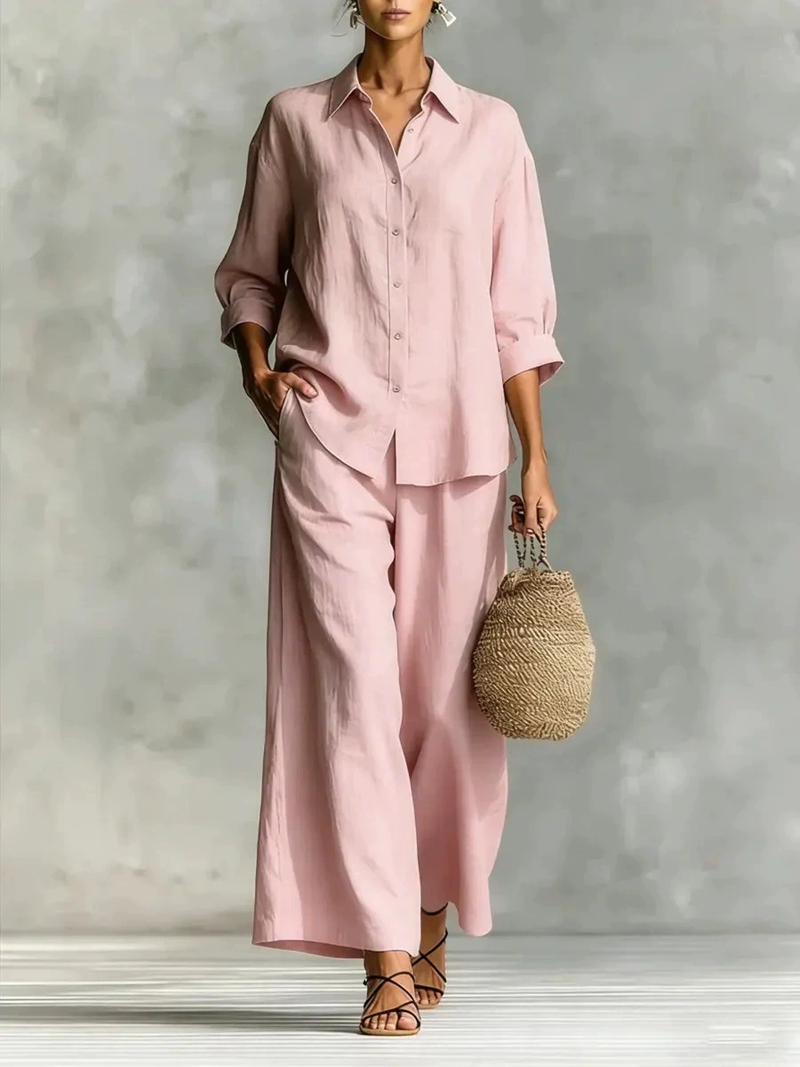 Women's New 7-Sleeve Shirt & W - Linen Pant Wide recensie en prijs