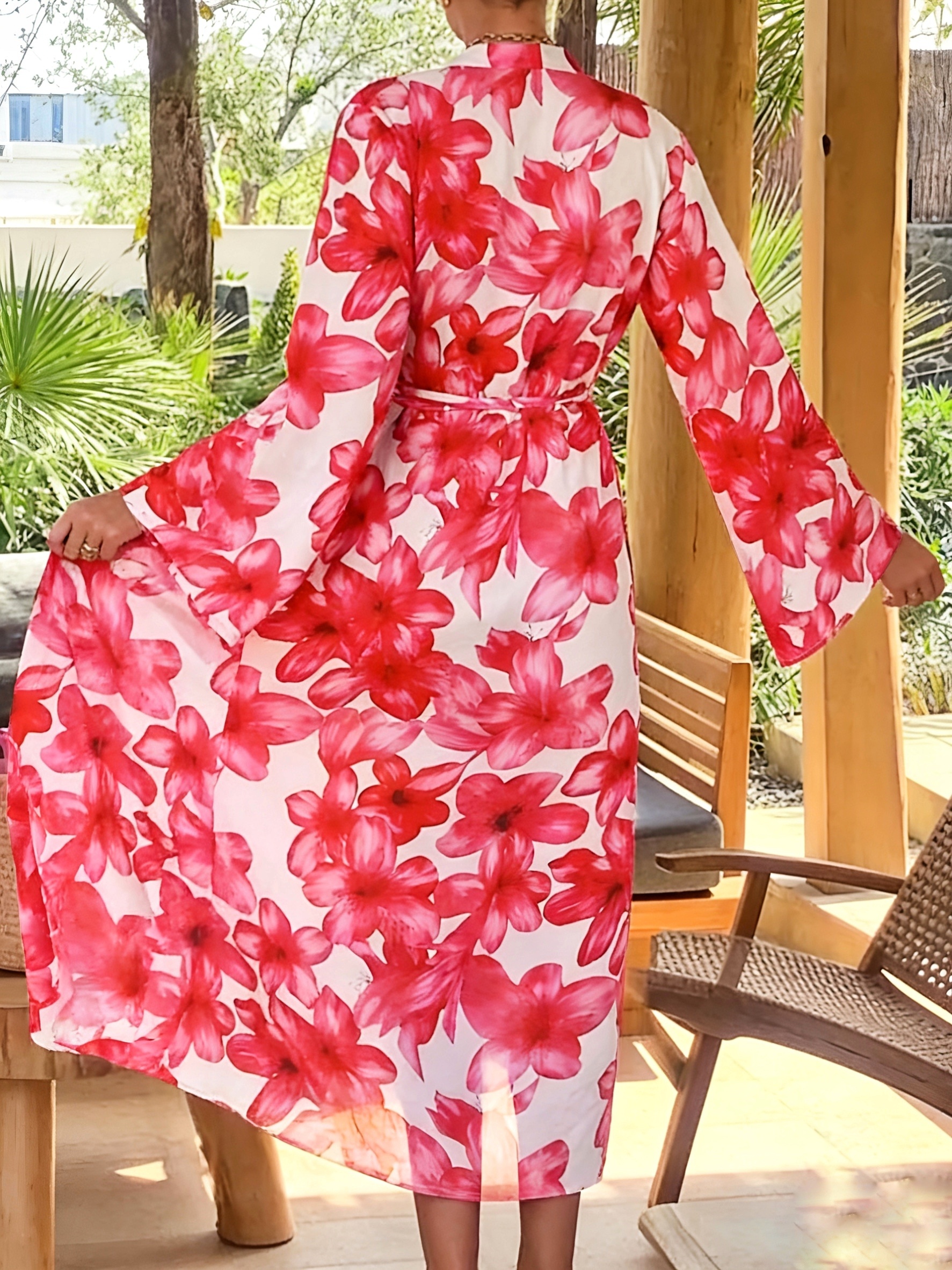 Women's Red Floral Kimono Robe - Kimono Sheer Floral recensie en prijs