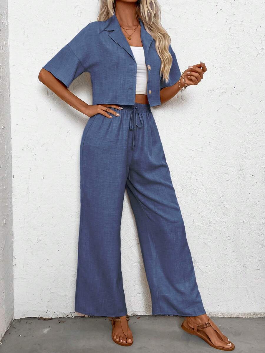 Womens Linen Short Sleeve Shir - Linen Pant Wide recensie en prijs