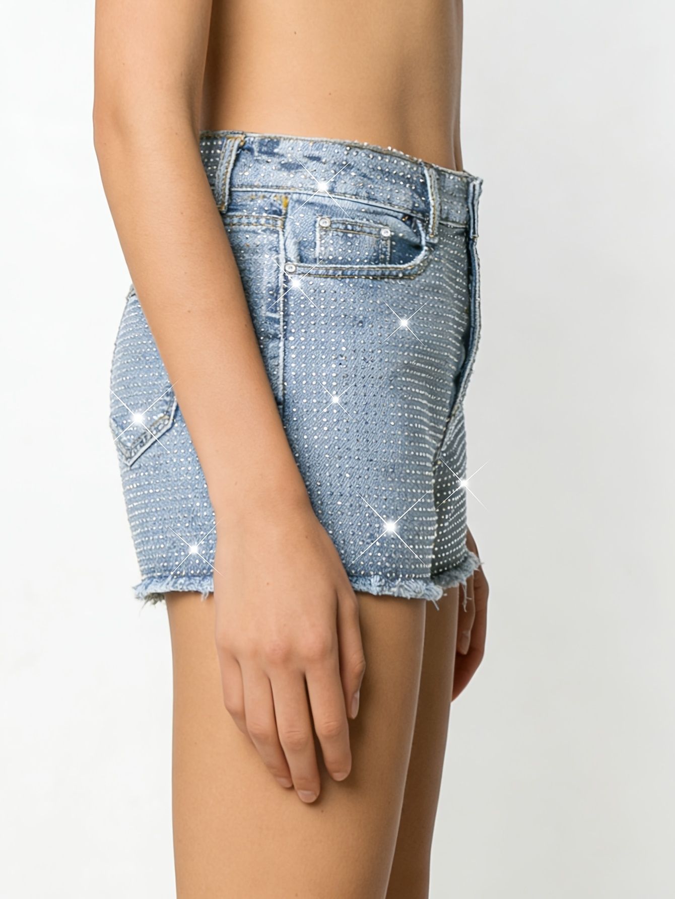 2026 New Full-Bejeweled Elasti - Shorts Denim Frayed recensie en prijs