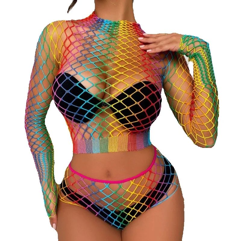 Sexy Rainbow Mesh Lingerie Set - Bralette Triangle Set recensie en prijs