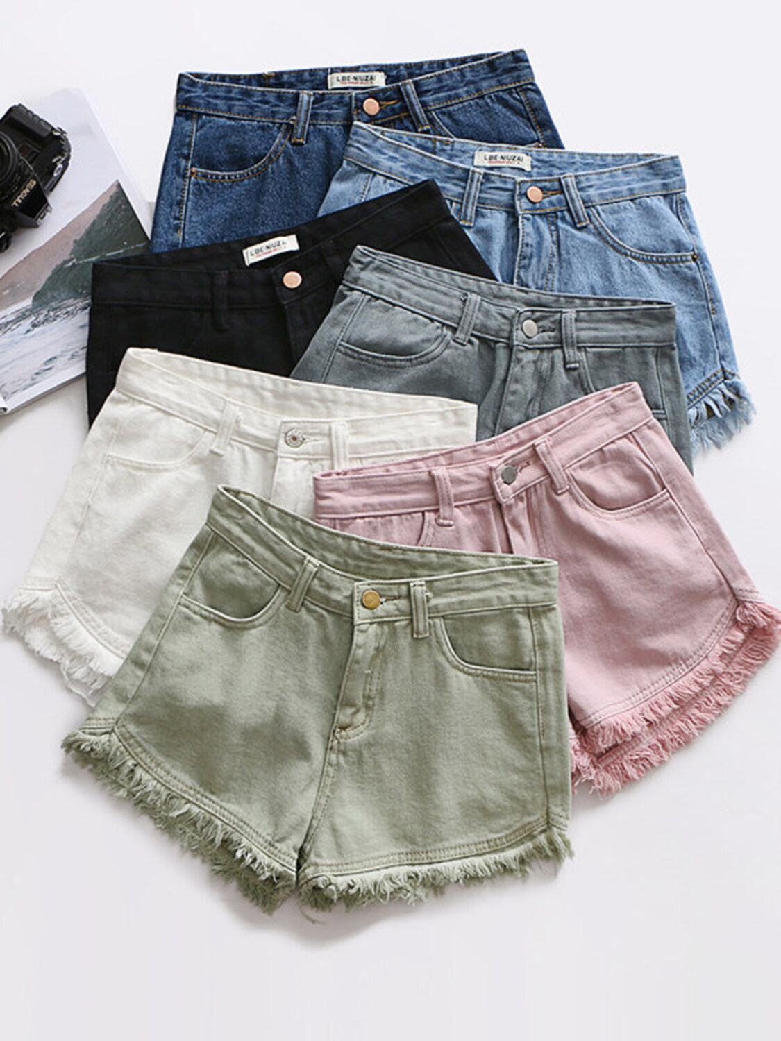 Women's High Waist Denim Short - Shorts Denim Frayed recensie en prijs