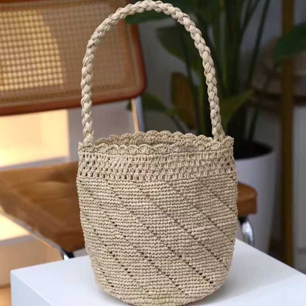 Handmade Crochet Straw Bucket  - Crochet Bag Raffia recensie en prijs