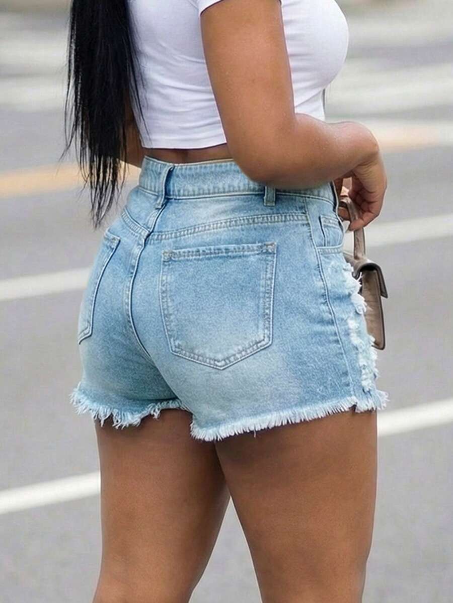 Women High Waist Denim Shorts  - Shorts Denim Frayed recensie en prijs